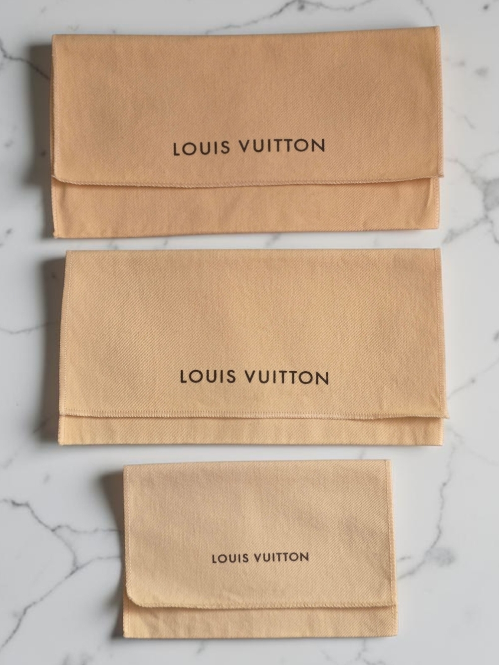 Louis Vuitton Beige Dust Bag For Long Wallets And Small Wallet- 3 Set